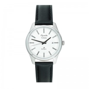 Alexandre Christie AC 1027 Silver White Black Leather Leather LDLSSSLBA